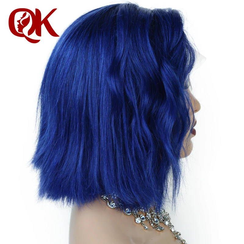 QueenKing парик для волос на шнурках 180% Плотность 1B синий Ombre BOB парик часть предварительно сорванные бразильские человеческие волосы remy