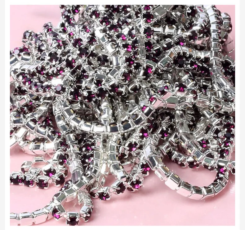 1 ярд Красочные Стразы в форме чашки тонкой AB коготь Стразы DIY с кристаллами с серебрянной акантовкой, с украшением в виде кристаллов аксессуары для вечерние ужин Туфли под платье D