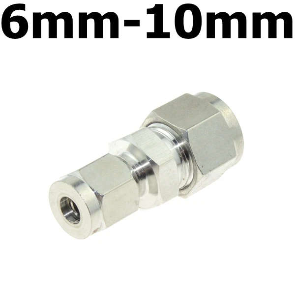 6mm-10mm Фитинг для компрессора редуктор соединение 1/" 1/4" 1/" 6 мм 8 мм 10 мм 12 мм OD Трубы наконечник муфта соединитель из нержавеющей стали 304 - Цвет: 6mm-10mm