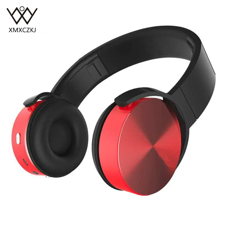 Red XMXCZKJ беспроводные Bluetooth наушники Беспроводная гарнитура глубокий бас наушники с микрофоном для iPhone - Цвет: Red