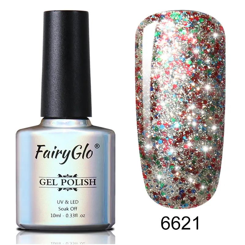 FairyGlo, 10 мл, Звездный Гель-лак для ногтей, супер яркий цвет, Гель-лак, блестящий, замачиваемый, УФ, светодиодный, Полупостоянный, геллак, Lucky ink, Shilak - Цвет: 6621