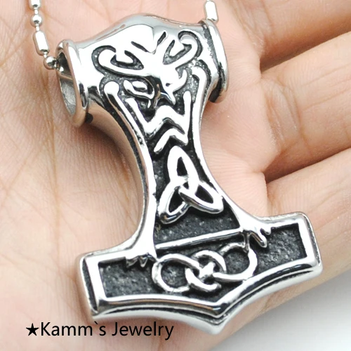 Модные Thors молоток Кельтский Узел миф Mjolnir кулон из нержавеющей стали с цепочкой