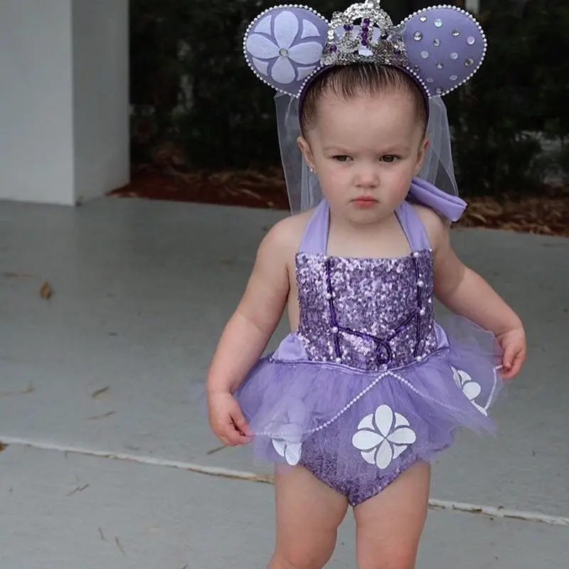 2017 Летний милый комбинезон для новорожденных девочек с пайетками София