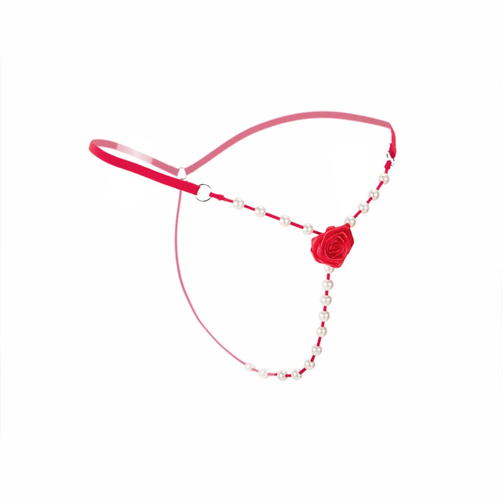 Женские сексуальные трусики стринги с цветком и жемчугом Соблазнительные низкой