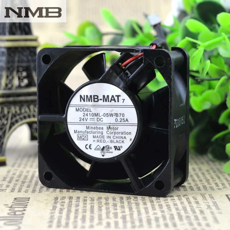 Оригинал для NMB 2410ML-05W-B70 6025 6 см 24В 0.25A двойной шарикоподшипник 6800 об/мин 33.1CFM |