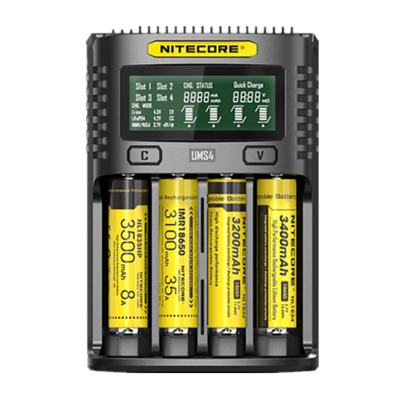 NITECORE UMS4 UM4 автоматическое универсальное быстрое зарядное устройство 3A 2A