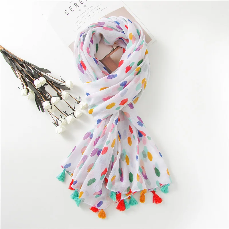 Yishine летние морские шали с кисточками цветной узор в горошек шарф для женщин