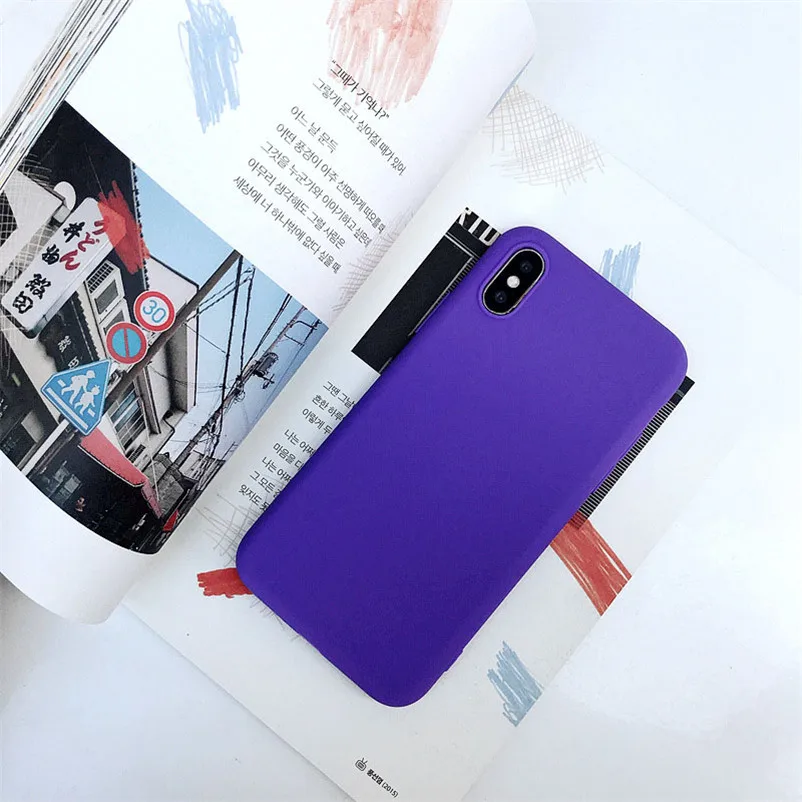 Однотонные милые чехлы для телефонов для iPhone XS Max XR 6 S 6 S 7 8 Plus X 5 SE 5S красный черный мягкий силиконовый Простой Модный чехол