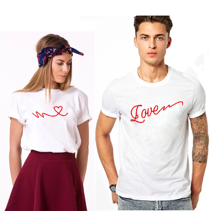 EnjoytheSpirit/белые повседневные футболки для пары с надписью LOVE Heat Lover Одинаковая