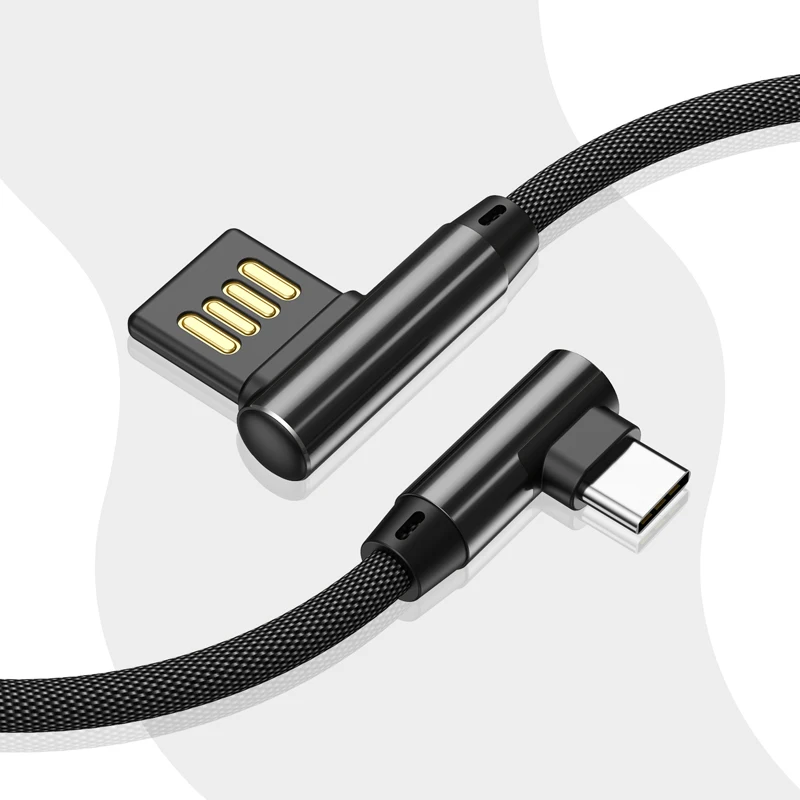 2.4A USB Type C 90 градусов кабель для Samsung Galaxy S10 S9 Plus Xiaomi Mi 9 8 6 MAX 3 LG P30 передачи данных