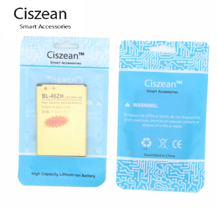 Ciszean 2 шт./лот 2680 мАч BL 46ZH BL46ZH 3.8VDC Золотой сменный литий ионный аккумулятор для LG K7