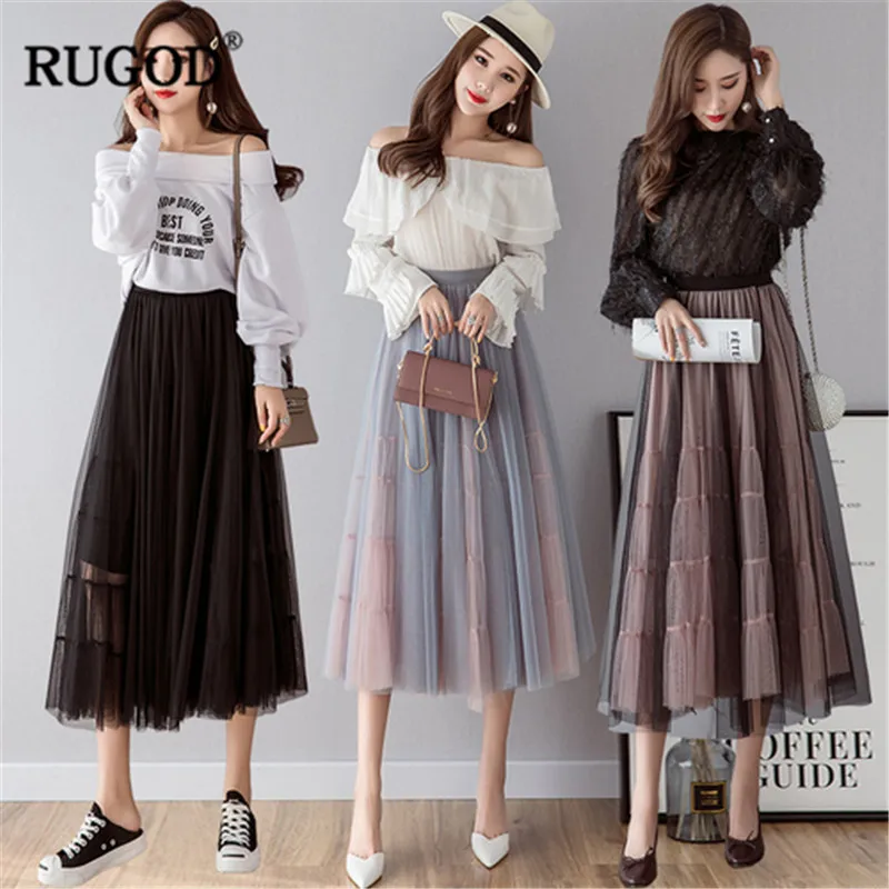 RUGOD/кружевные лоскутные юбки офисная одежда женские повседневные однотонные
