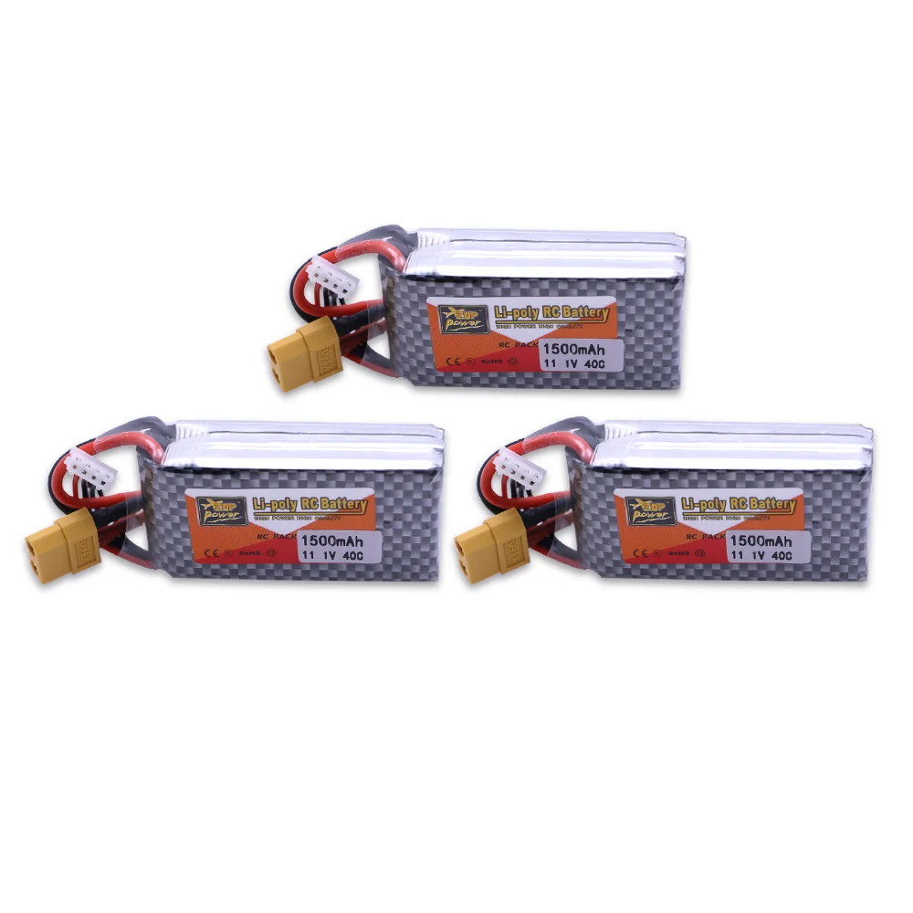 3 шт. LiPo Батарея 11 1 V 1500 Mah S 40C MAX 60C XT60/T штекер с 1in3 кабель набор зарядного устройства