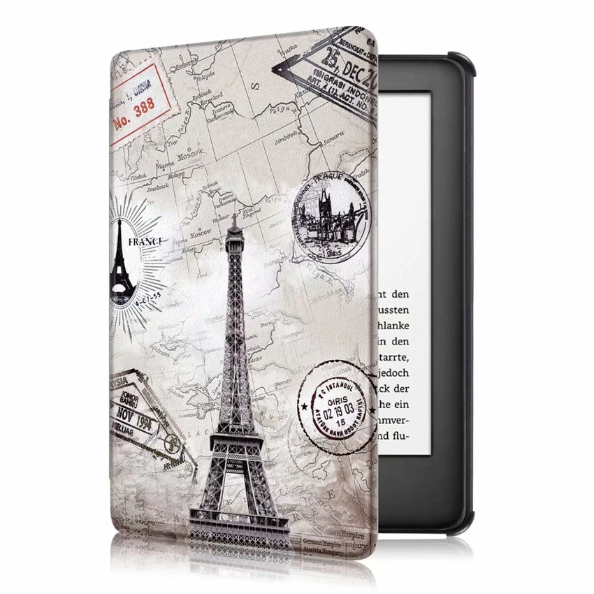 Для Amazon Kindle из искусственной кожи чехол с принтом тонкий 6 ''Электронная книга E-reader Kindle 10th 658 Smart Wake Up
