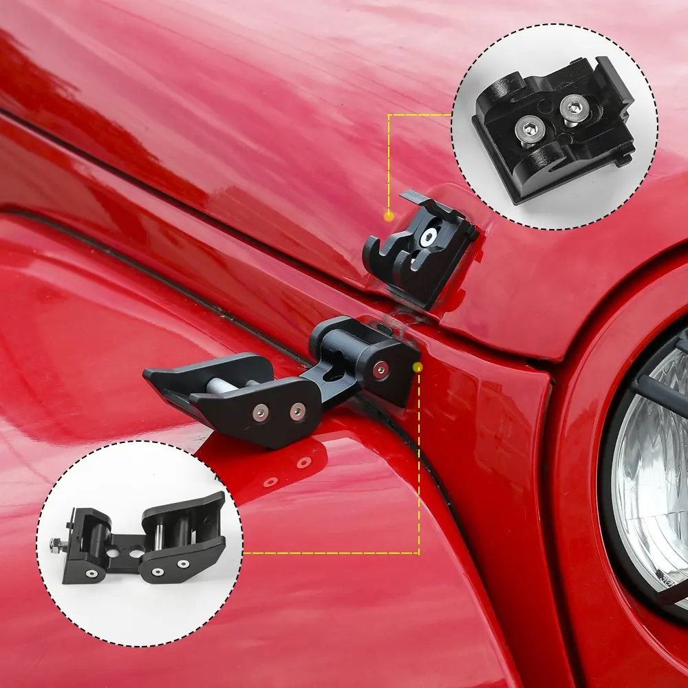 Черная защелка из нержавеющей стали капота Набор для 2007-2017 Jeep Wrangler JK JKU |