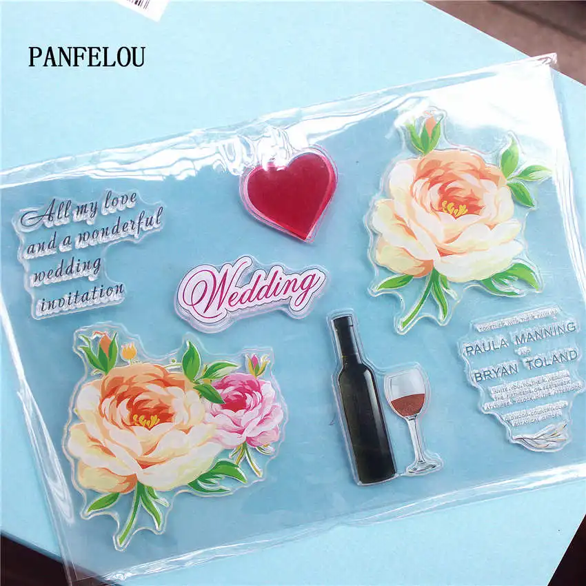 PANFELOU винные цветы красочный прозрачный штамп DIY силиконовые уплотнения