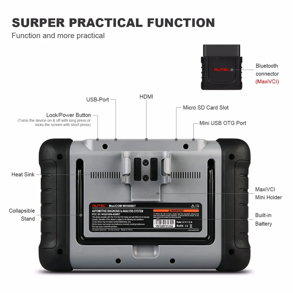 Autel MaxiCOM MK808 BT OBD2 автомобильный диагностический инструмент Автомобильный сканер