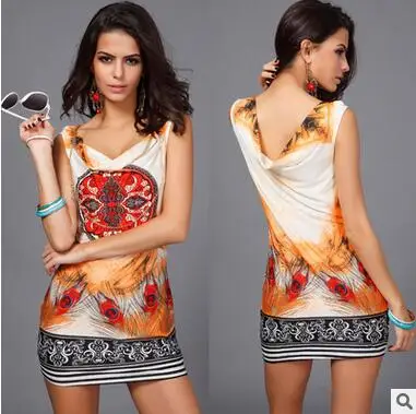 Новинка 2016 Брендовое летнее женское винтажное платье мини с тропическим