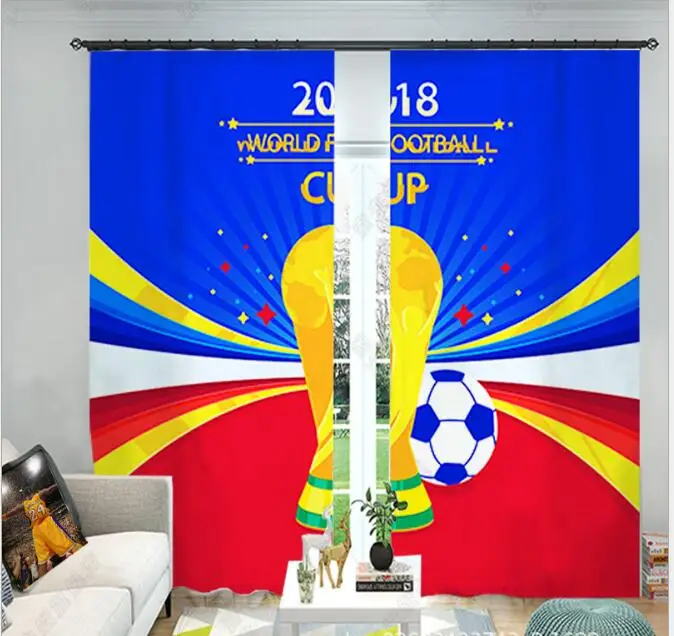 

Simple football World Cup 3D Window Curtains Luxury living room office Bedroom Cortina Drapes Rideaux Customized size pillowcase