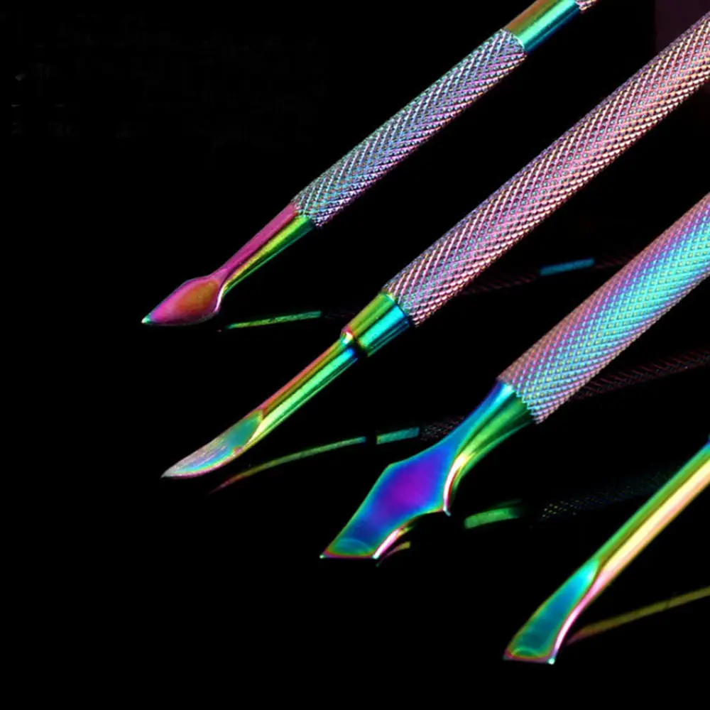 Stainless Steel Dual-ended Chameleon Rainbow Cuticle Pusher Finger Remover Dead Skin Tips Manicure Nail Art Care Tools Pedicure | Красота и