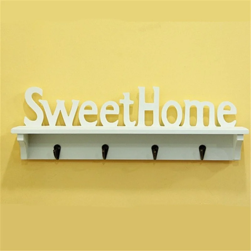 

Sweet Home Style 4 Hooks Wall Hanger Wall Mounted Storage Shelf Organizer Rack Decor Style