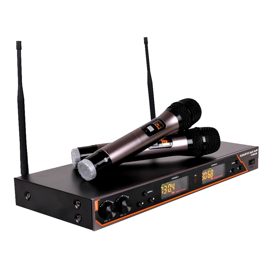 UR6S Профессиональный UHF караоке беспроводной микрофон Система 2 канала ручной