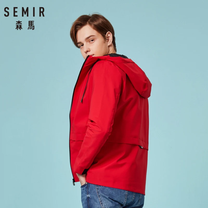 Мужская куртка с капюшоном SEMIR ветровка из шелковистого полиэстера на молнии