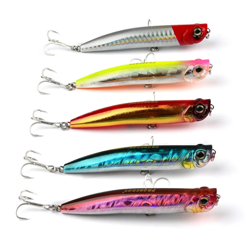 

5PCS Topwater Fishing Crankbait Minnow Fish Bass lure hook baits 9cm/9.5g