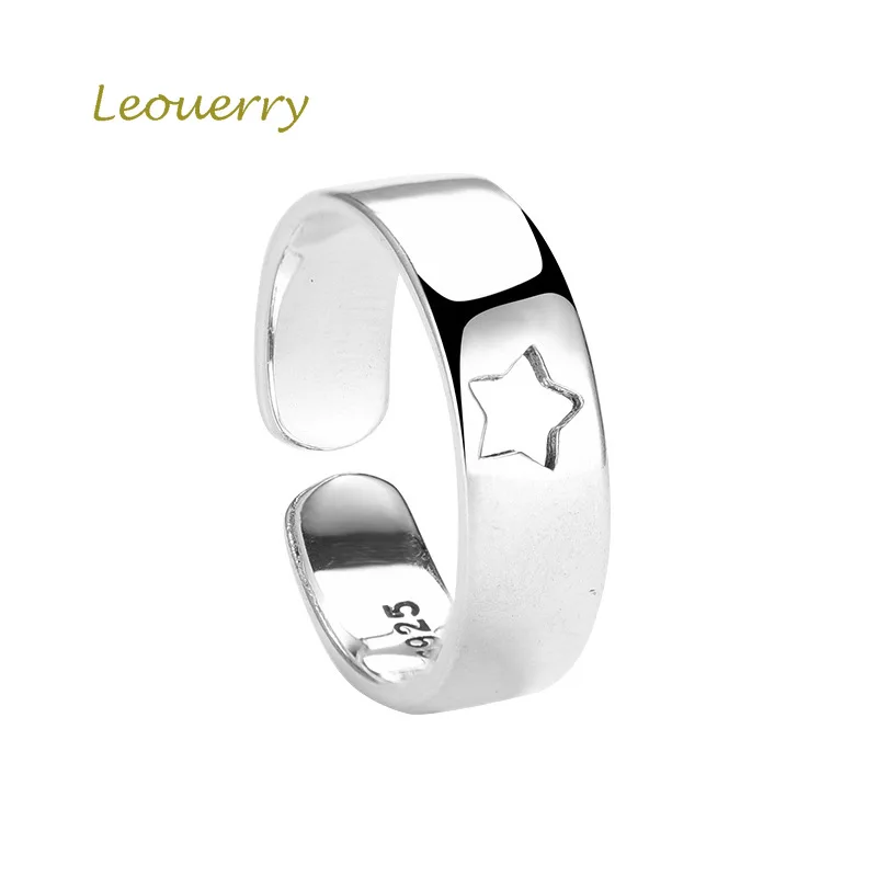 

Leouerry 925 Sterling Silver Simple Hollow Star Ring Vintage Open Ring for Women Fine Jewelry Gift Bijoux