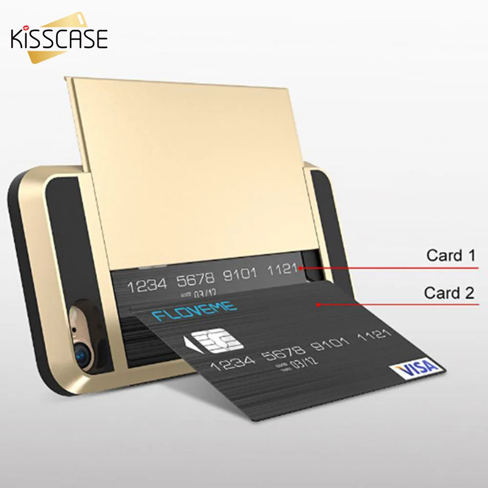 KISSCASE Armor PC Cases For iPhone 6S 6 7 8 Plus XS Max XR Hybrid Card Slot TPU Phone Case 5S 5 SE X Shells Fundas |
