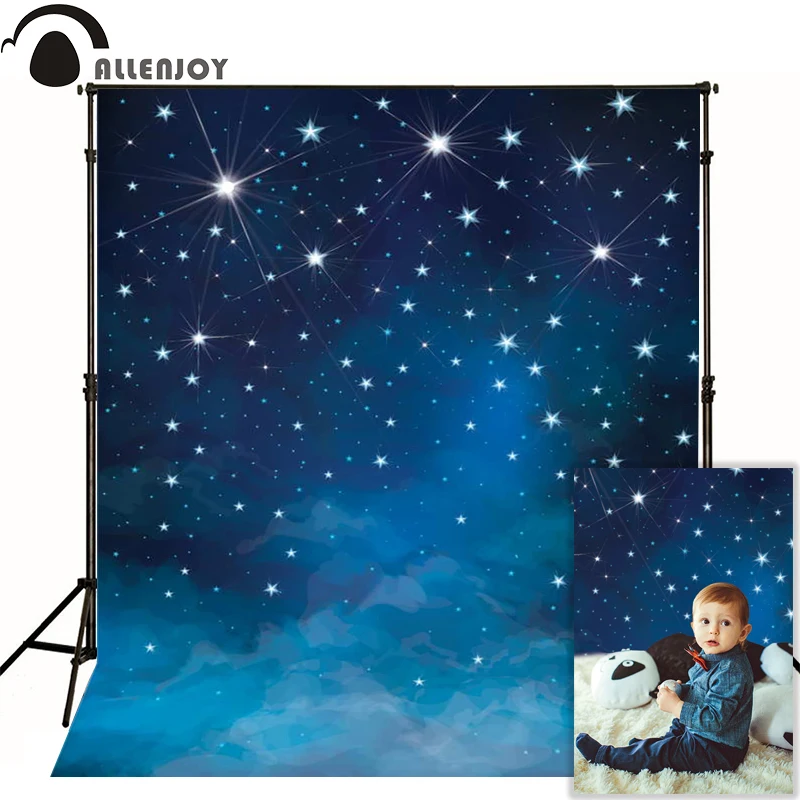 

Allenjoy photographic background Space blue stars shine photo backdrops for sale photography fantasy fabric vinyl photocall