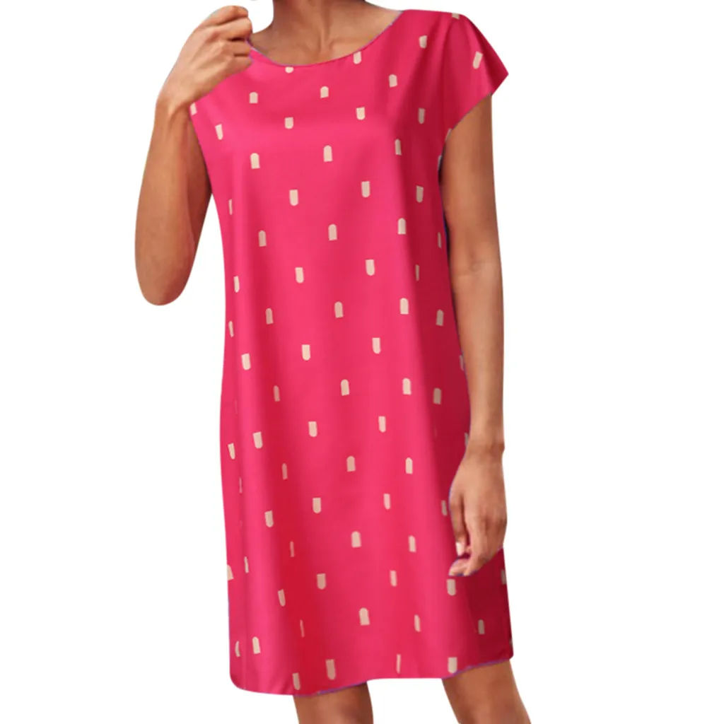 Женские Летние Короткие рукава О образный вырез с принтом Мини Вечерние пляжные