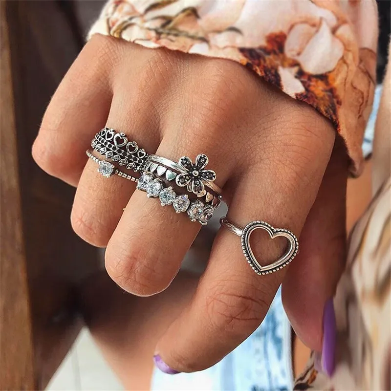 Женское Винтажное кольцо в стиле бохо набор колец из нескольких элементов 2019 |