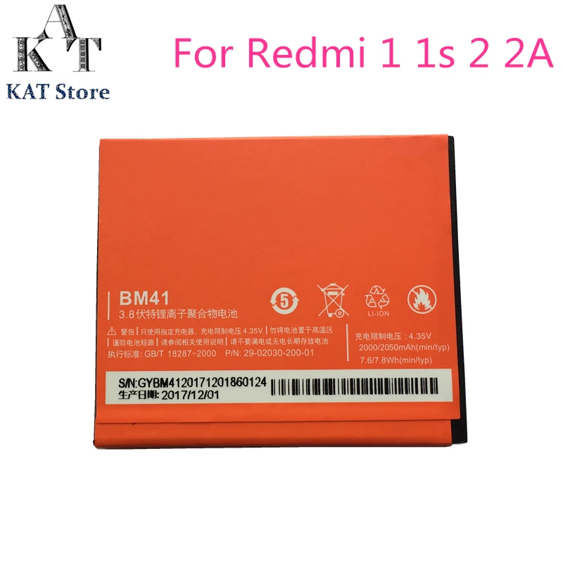 Оригинальный аккумулятор для Xiaomi Redmi 1 1s 2 2A 2000/2050 мАч литий ионные батареи BM41