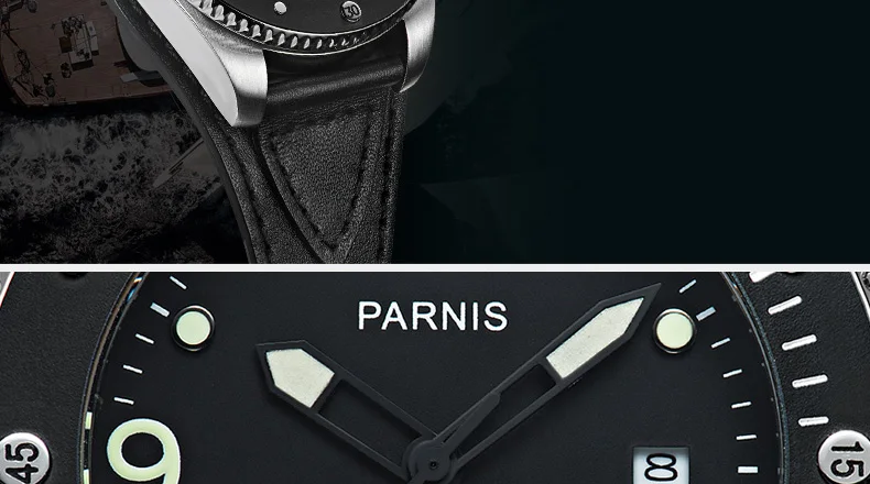 Parnis, 43 мм, мужские часы, механические, повседневные, вращающиеся, с керамическим ободком, для спорта, дайвер, автоматические часы Miyota 8215, для мужчин, подарок для мужчин