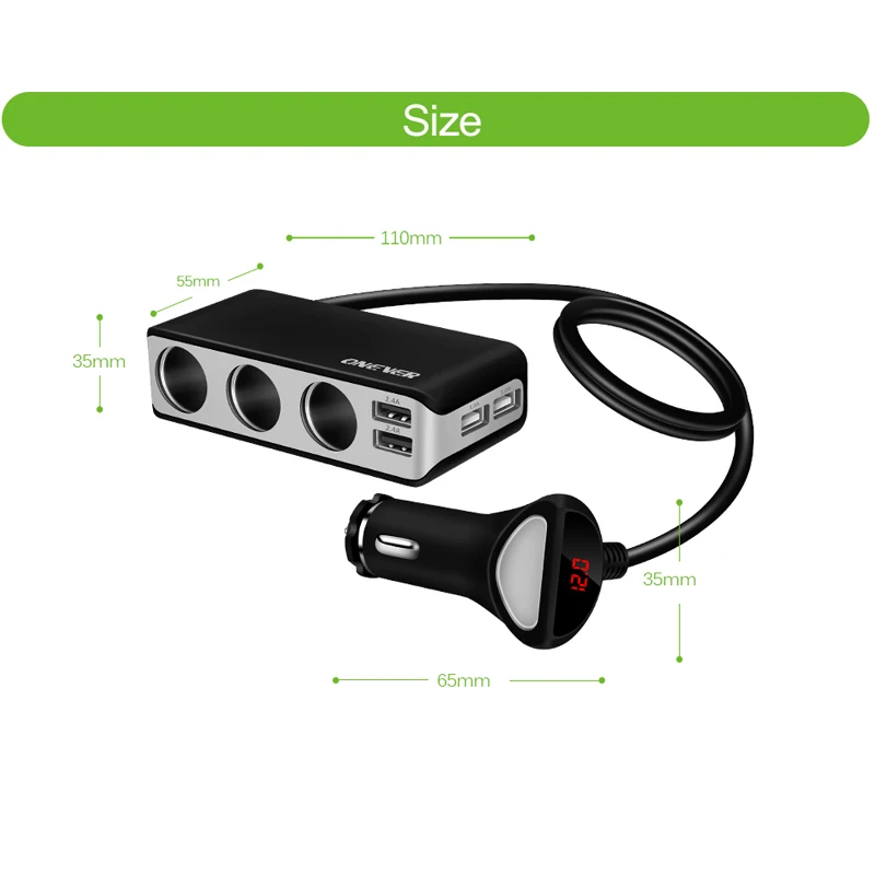 Автомобильный адаптер питания с 4 usb-портами разветвитель гнезда прикуривателя