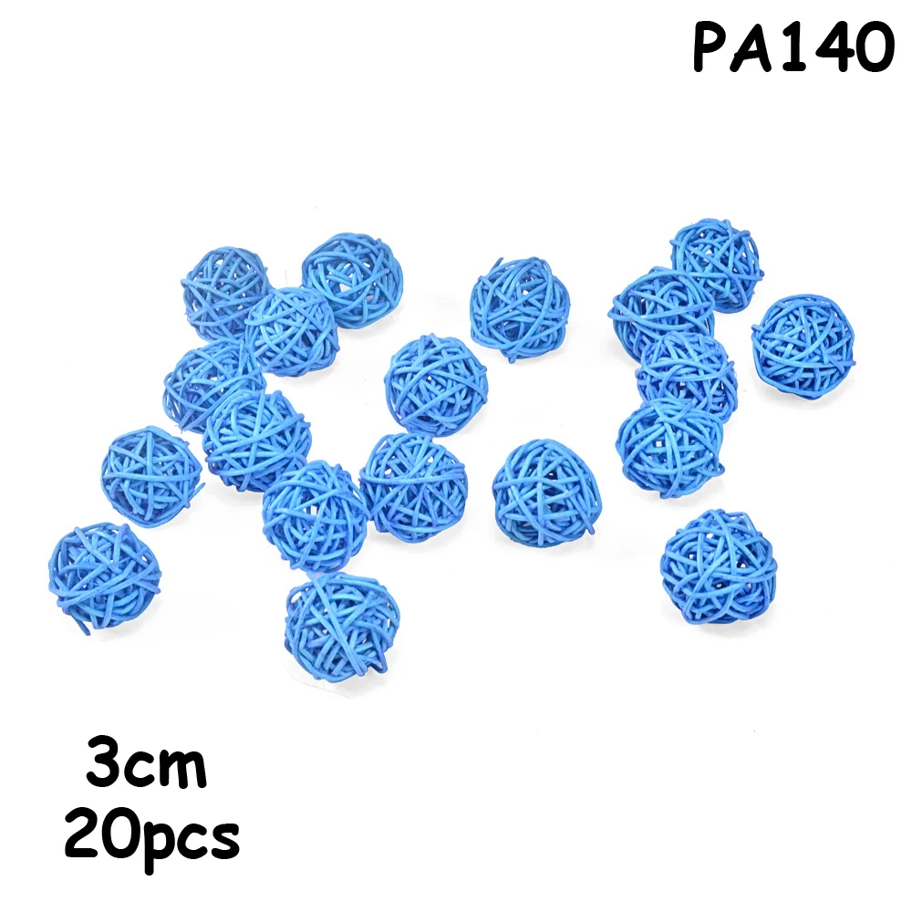 PA140 light blue 20 шт 3 см Разноцветные свадебные декоративные Ротанговые шары, Рождественский Декор украшение для дома/диаметр для домашней вечеринки на день рождения украшения для детей - Цвет: PA140 light blue