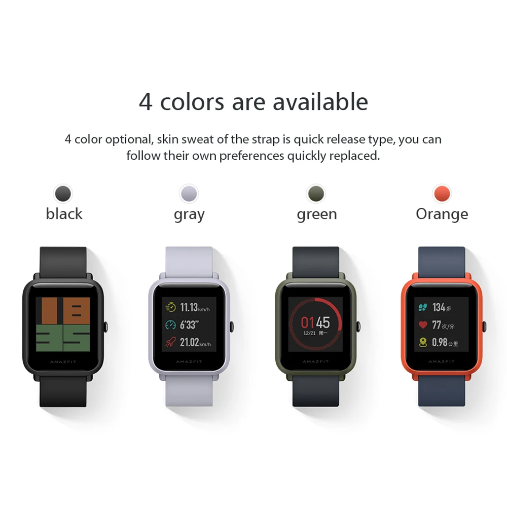 Оригинальные Смарт-часы Xiaomi Amazfit Bip Bit Lite, молодежные, gps, умные часы, IP68, водонепроницаемые, 45 дней, срок службы батареи, глобальная версия