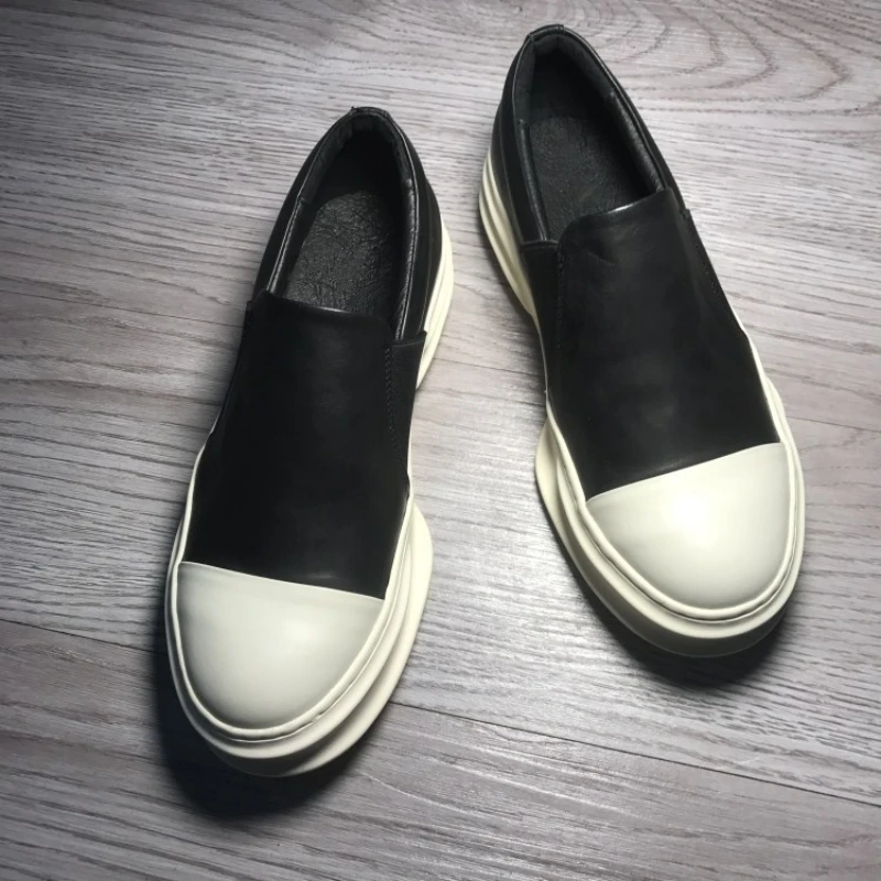 Mocassin/Мужская обувь; Коллекция года; повседневные кроссовки из проветриваемой ткани из натуральной кожи; слипоны на плоской подошве для влюбленных; белые туфли на платформе; роскошные кроссовки