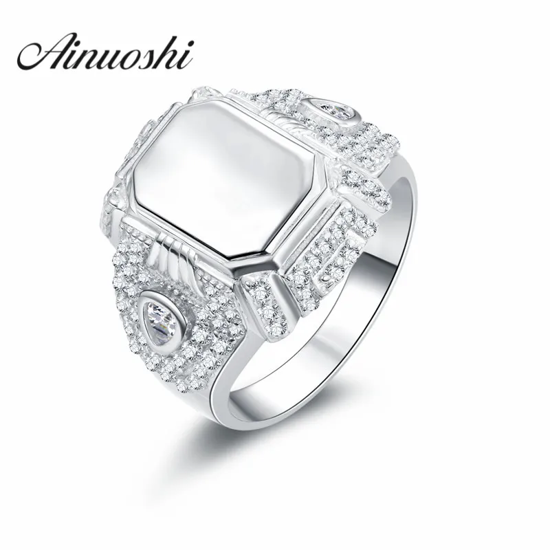 AINUOSHI Модные мужские оригинальные кольца из стерлингового серебра 925 пробы с Sona