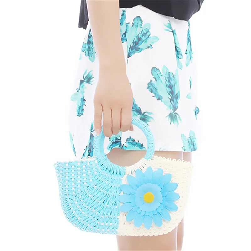 Женские летние пляжные сумки плетеные соломенные с подсолнухом женская сумка