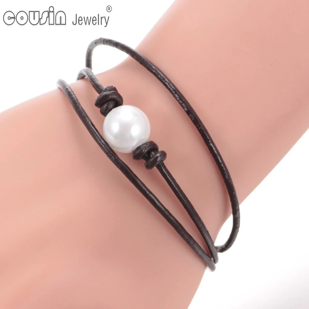 Новые поступления, горячая распродажа Жемчужный кожаный браслет множество стилей Имитация Ручной работы Натуральный кожаный шнур Ювелирные изделия SZ0371a/b.