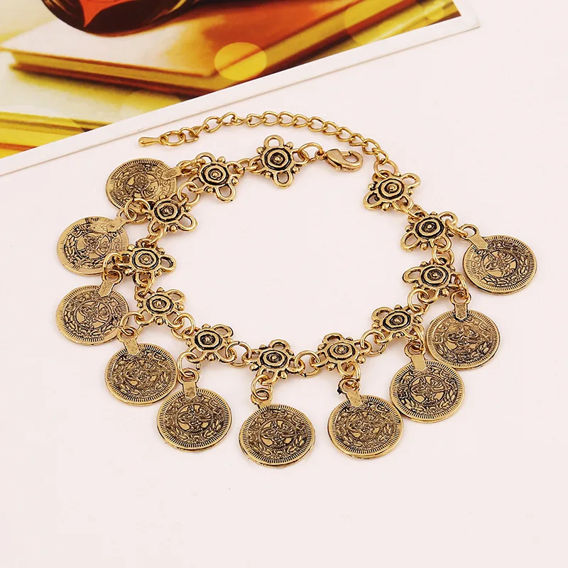 Женский браслет цепочка с подвеской в виде монеты|bracelet coin|bracelet fashionfashion bracelet |