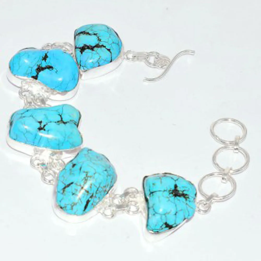 

Turquois Bracelet Silver Overlay Over Copper , 20.7 cm, B3604