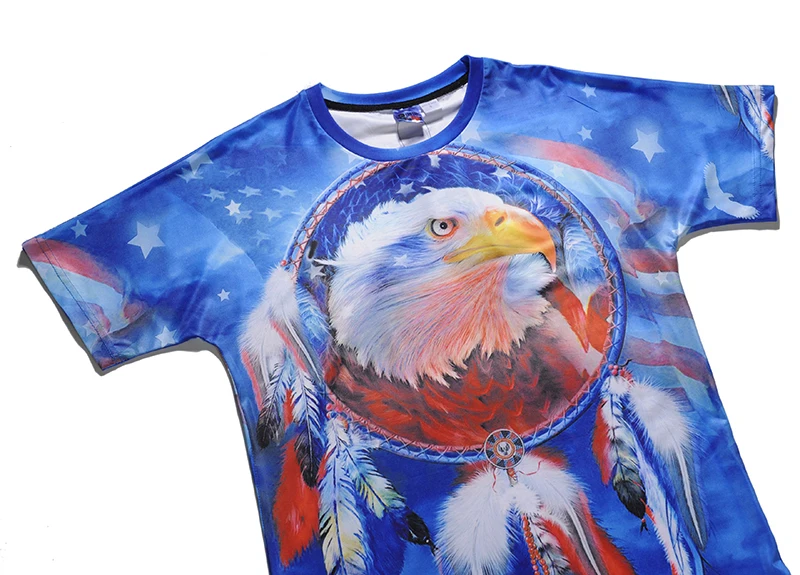 2018 summer new European code coat digital tyrant Eagle 3D printing T-shirt tide brand short-sleeved large size street men's clo | Мужская