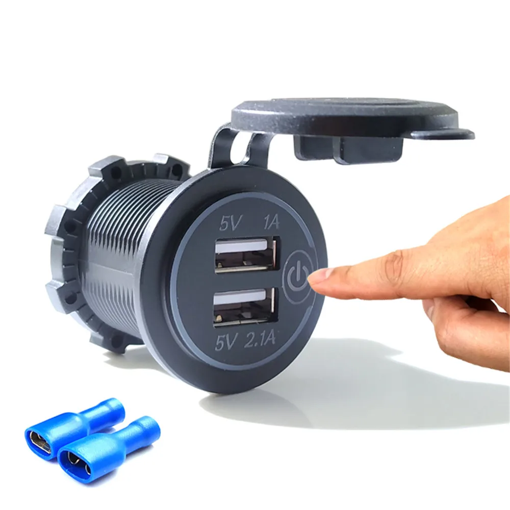 Универсальное зарядное устройство для автомобиля с двумя usb портами 12 24 В разъем