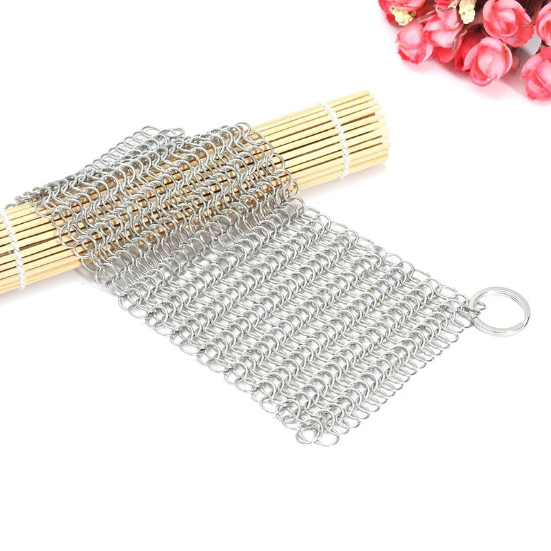 

20*20CM Stainless Steel Chainmail Ring Scrubber Cast Iron Skillet Pot Cleaner New