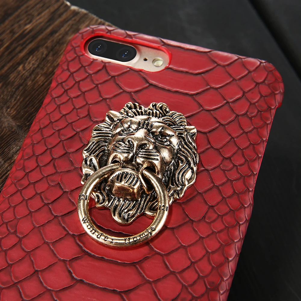 Kisscase стенд держатель чехол для iPhone 6 6s 7 8 plus палец кольцо голова льва PC Чехол S