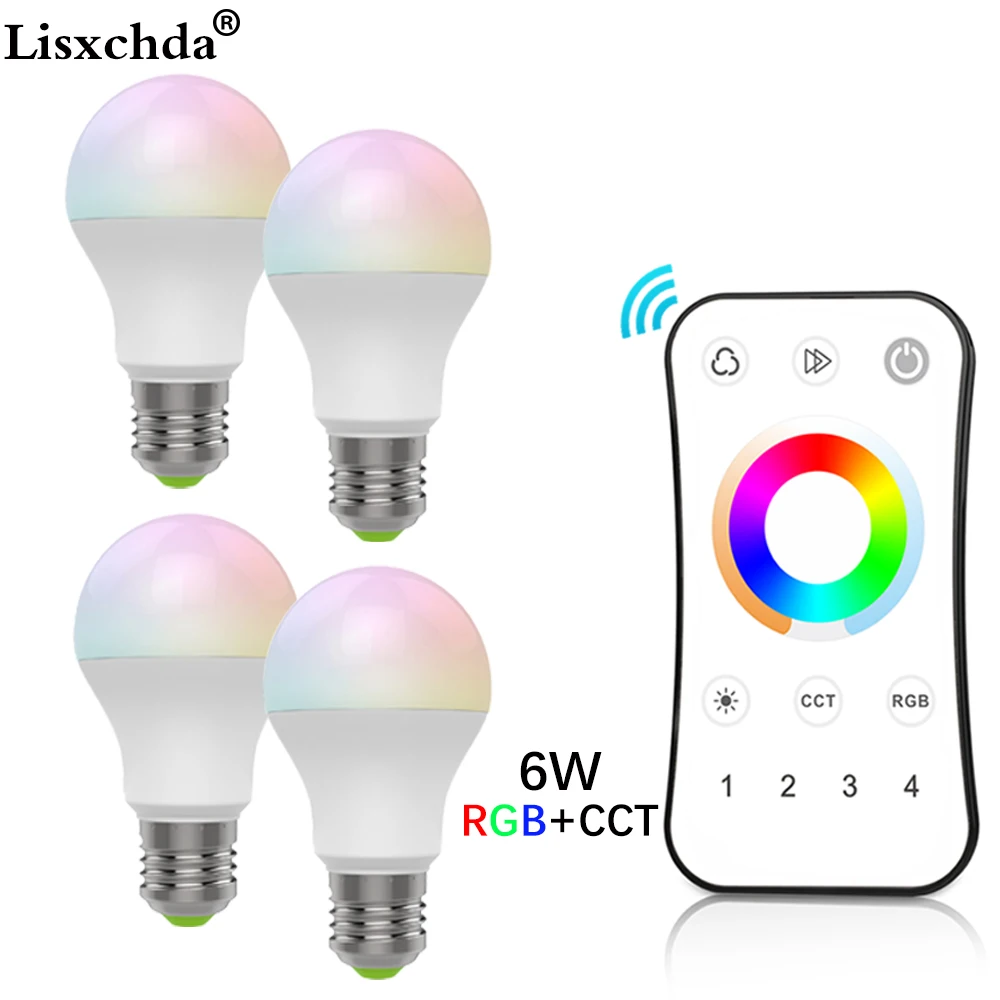 AC85 265V 6 Вт Светодиодная лампа с регулируемой яркостью E27 RGB + CCT (2700 6500 к) прожектор