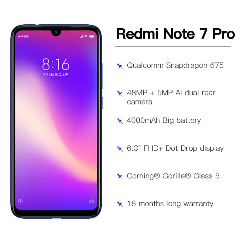 Глобальный Встроенная память Xiaomi Redmi Note 7 Pro 128 ГБ 6 Гб мобильный телефон Snapdragon 675 Octa